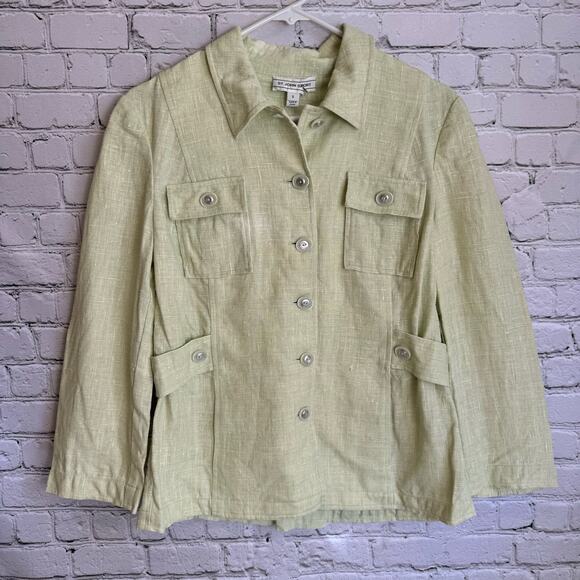 St John Sport Linen Jacket Size Small Vintage Button Down Chic Front Pockets - Picture 2 of 14